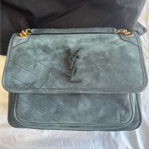 Saint Laurent Niki Bag in Algae Suede